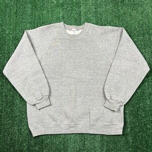Vintage Jerzees By Russell Crewneck Sweatshirt Men's XL Gray Raglan Cut USA 80s